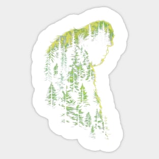 Double Exposure Bigfoot In the Forest Sticker